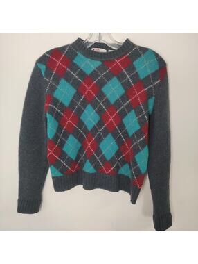 Vintage Club International Shetland Wool Argyle Sweater Medium Hong Kong Medium